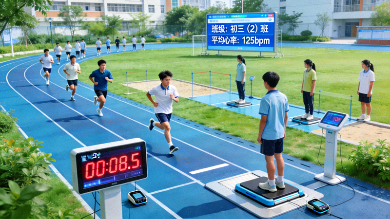 学校体育教育系统应用场景 - 学生在智慧操场进行体能测试